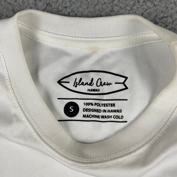 Island Crew Hawaii Men's Small White Green Short Sleeve 100% Polyester Shirt - Picture 3 of 10